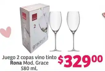 Soriana Híper Rona Juego 2 copas vino tinto oferta