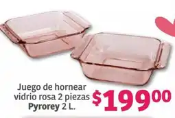 Soriana Híper Pyrorey Juego de hornear vidrio rosa oferta