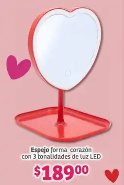 Soriana Híper Espejo forma corazón con 3 tonalidades de luz LED oferta