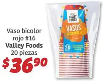 Soriana Híper Valley foods vaso bicolor rojo #16 oferta