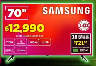 Soriana Súper Samsung MOD. UN70DU7000FXZX oferta