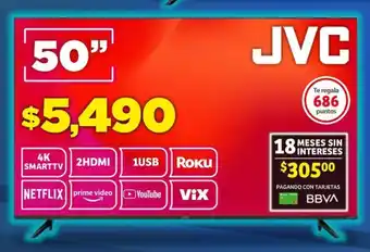 Soriana Súper JVC 4K Smart TV 50" oferta