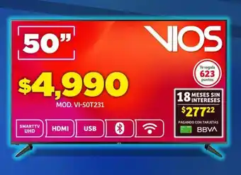 Soriana Súper Vios Smart TV UHD 50" oferta