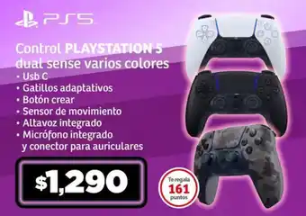 Soriana Súper Control PLAYSTATION 5 dual sense varios colores oferta