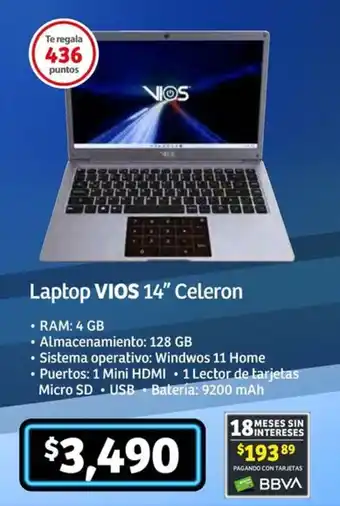 Soriana Súper Laptop VIOS 14" Celeron oferta