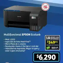 Soriana Súper Multifuncional EPSON Ecotank oferta