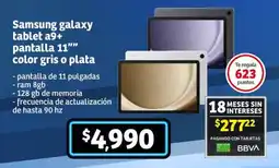 Soriana Súper Samsung galaxy tablet a9+ pantalla 11" color gris o plata oferta