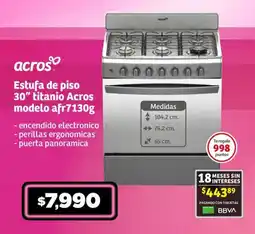 Soriana Súper Estufa de piso 30" titanio Acros modelo afr7130g oferta