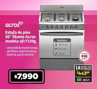 Soriana Súper Estufa de piso 30" titanio Acros modelo afr7130g oferta