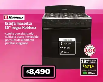 Soriana Súper Estufa marsella 30" negra Koblenz oferta