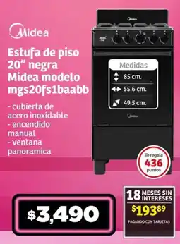 Soriana Súper Estufa de piso 20" negra Midea modelo mgs20fs1baabb oferta