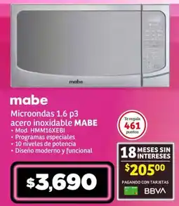 Soriana Súper Microondas 1.6 p3 acero inoxidable MABE oferta