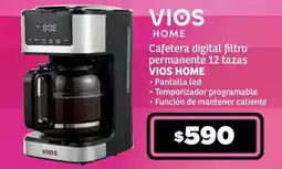 Soriana Súper Cafetera digital filtro permanente 12 tazas VIOS HOME oferta