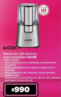 Soriana Súper Molino de café eléctrico acero inoxidable AICOK oferta