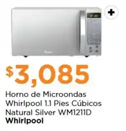 Chedraui Horno de Microondas Whirlpool 1.1 Pies Cúbicos Natural Silver WM1211D oferta