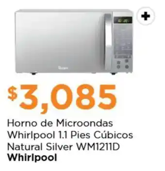 Chedraui Horno de Microondas Whirlpool 1.1 Pies Cúbicos Natural Silver WM1211D oferta