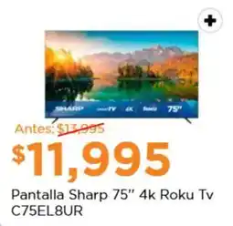 Chedraui Pantalla Sharp 75" 4k Roku Tv C75EL8UR oferta