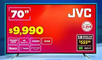 Soriana Mercado JVC Frameless 4K Smart TV 70" oferta