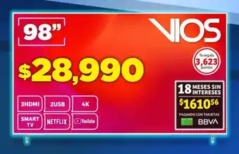 Soriana Mercado Vios 3HDMI Smart TV 98" oferta