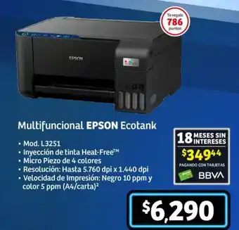 Soriana Mercado Multifuncional EPSON Ecotank Mod. L3251 oferta