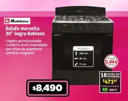 Soriana Mercado Estufa marsella 30" negra Koblenz oferta