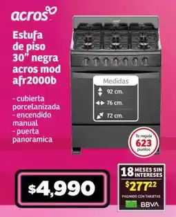 Soriana Mercado Estufa de piso 30" negra acros mod afr2000b oferta