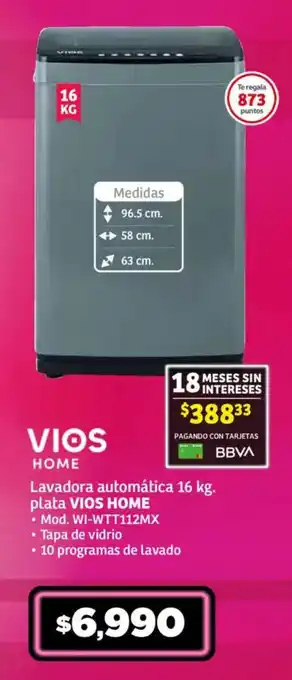 Soriana Mercado Lavadora automática plata VIOS HOME oferta