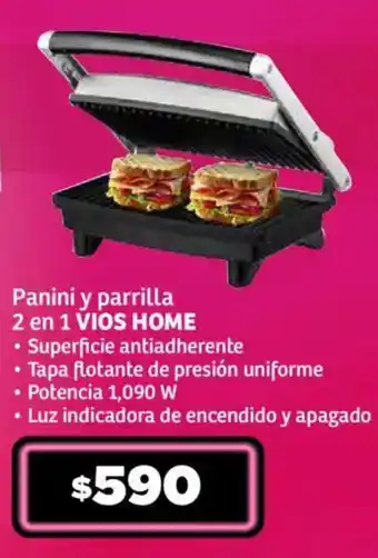 Soriana Mercado Panini y parrilla 2 en 1 VIOS HOME oferta