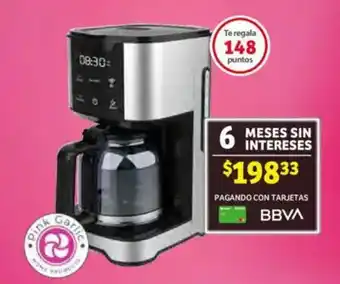 Soriana Mercado Cafetera Wi-Fi Inteligente Smart Digital 12 Tazas PINK GARLIC oferta