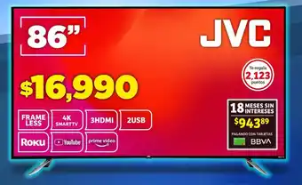 Soriana Híper JVC Frameless 4K Smart TV 86" oferta