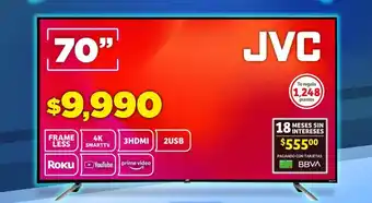 Soriana Híper JVC Frameless 4K Smart TV 70" oferta