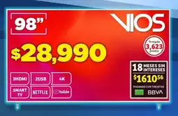 Soriana Híper Vios 3HDMI Samrt TV 98" oferta