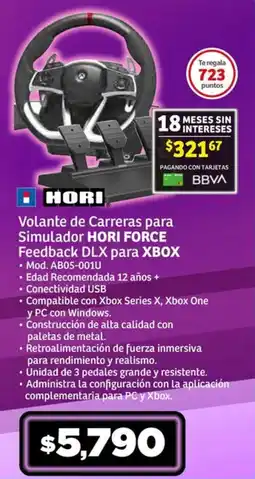 Soriana Híper Volante de Carreras para Simulador HORI FORCE Feedback DLX para XBOX oferta