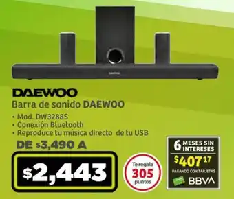 Soriana Híper Barra de sonido DAEWOO Mod. DW3288S oferta