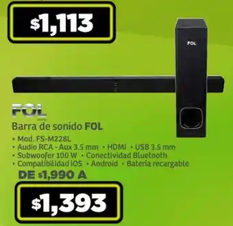 Soriana Híper Barra de sonido FOL Mod. FS-M228L oferta