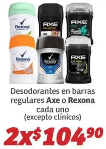 Soriana Híper Axe o rexona desodorantes en barras regulares oferta