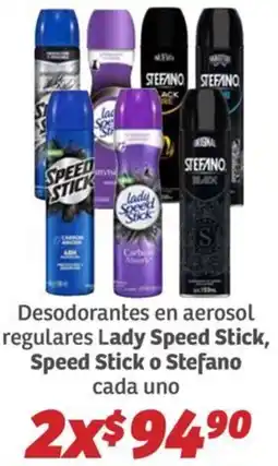 Soriana Híper Lady speed stick, speed stick o stefanodesodorantes en aerosol regulares oferta