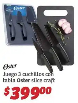 Soriana Híper Oster juego 3 cuchillos con tabla slice craft oferta