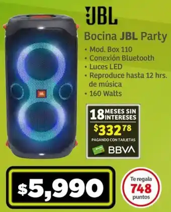 Soriana Híper Jbl bocina party oferta