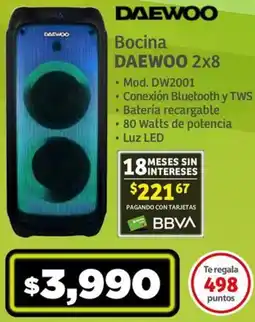 Soriana Híper Daewoo bocina 2x8 oferta