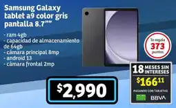 Soriana Híper Samsung Galaxy tablet A9 color gris pantalla 8.7" oferta