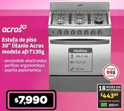 Soriana Híper Acros estufa de piso 30" titanio acros modelo afr7130g oferta