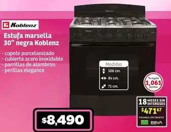 Soriana Híper Koblenz estufa marsella 30" negra oferta