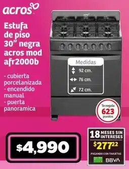 Soriana Híper Acros estufa de piso 30" negra acros mod afr2000b oferta