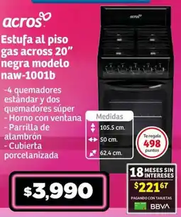 Soriana Híper Across estufa al piso  gas 20" negra modelo naw-1001b oferta