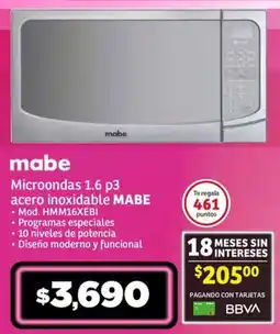 Soriana Híper Mabe microondas 1.6 p3 acero inoxidable oferta