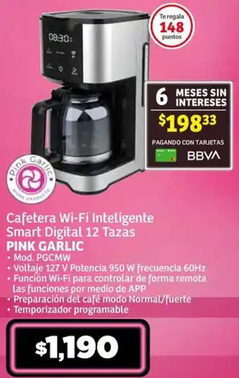 Soriana Híper Pink garlic cafetera wi-fi inteligente smart digital oferta