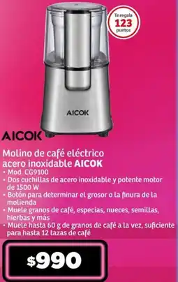 Soriana Híper Aicok molino de café eléctrico acero inoxidable oferta