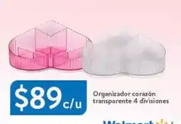 Walmart Organizador corazon transparente 4 divisiones oferta