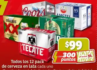 Soriana Mercado Todos los 12 pack de cerveza en lata cada uno oferta